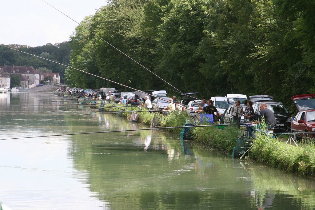 Wettfischen am Canal de Bourgogne
